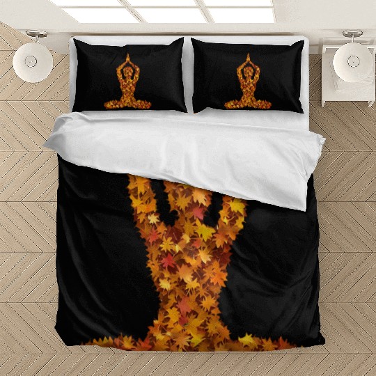 Autumn yoga in the splendour of leaves Bedding Sets