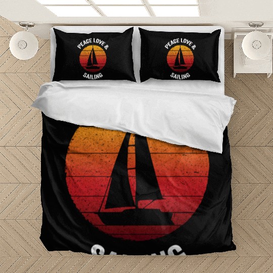 Peace Love Sailing Boat Boating Bedding Sets
