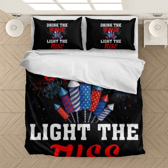 Light The Fuse Fireworks Funny Fourth 4th Of July Bedding Sets