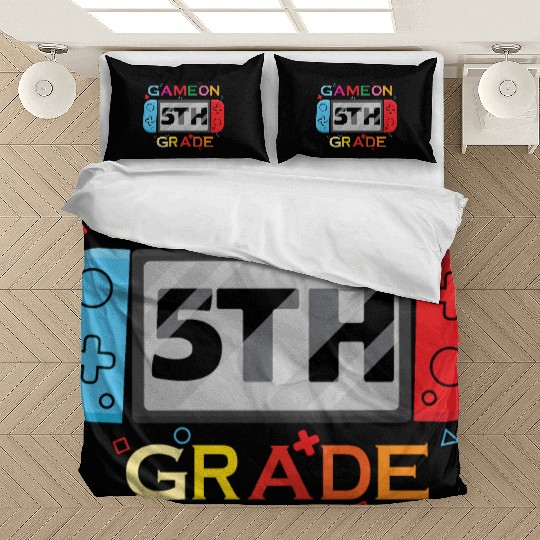 Back To School - Game On 5TH Grade Funny Gamer kid Bedding Sets