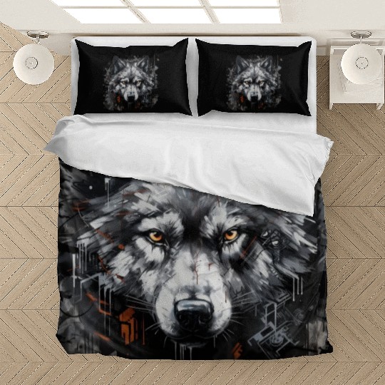 The Lone Wolf. Urban Hunter, Graffiti Style. Bedding Sets