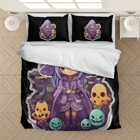 Cute Cartoonish Necromancer Summoning Friends Bedding Sets