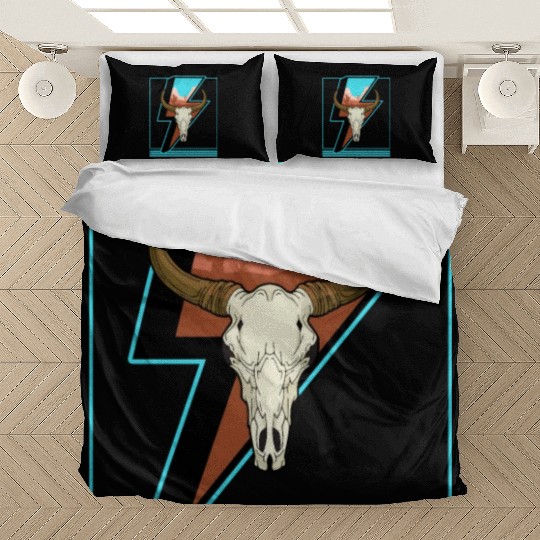 Cowboy Bedding Sets, Lightning Cow Skull Dessert Cactus