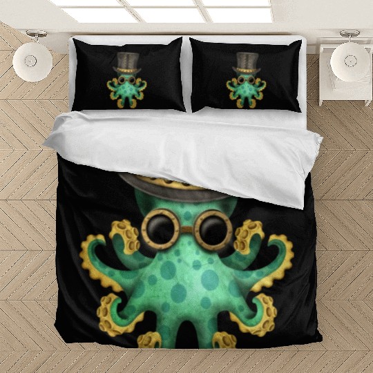 Steampunk Green Octopus Bedding Sets