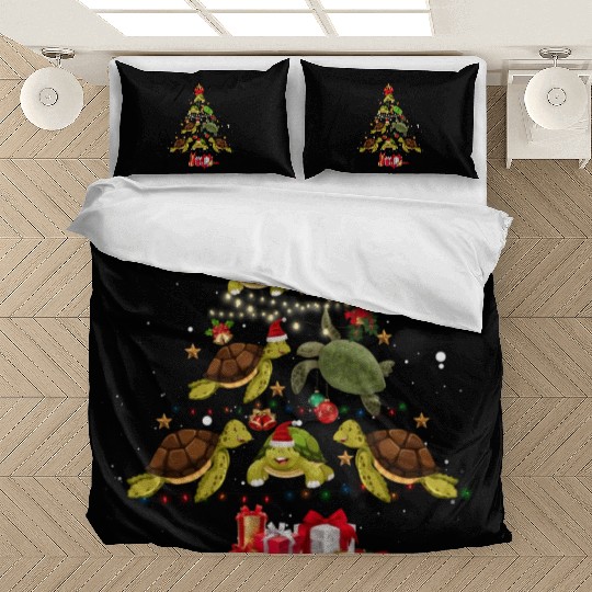 Funny Turtle Christmas Tree Bedding Sets Sea Turtle Lover