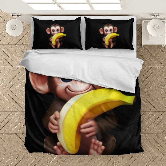 Chimpanzee with Banana - Monkey Lover Design Bedding Sets