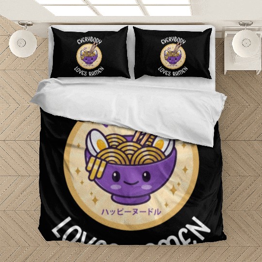 Kawaii Noodles Bowl Everybody Loves Ramen Purple Bedding Sets