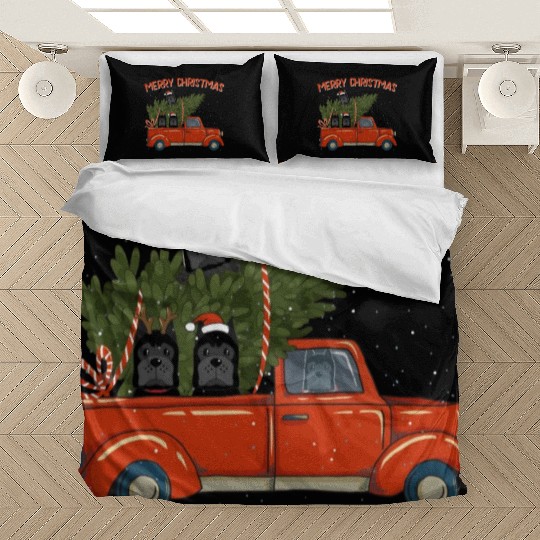 Cane Corso Xmas Vintage Red Pickup Retro Truck Bedding Sets
