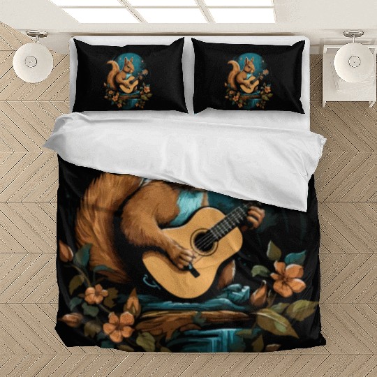 Squirrel playing a guitar Bedding Sets