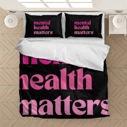 Mental Health Matters Retro Quote Barbiecore Pink Bedding Sets