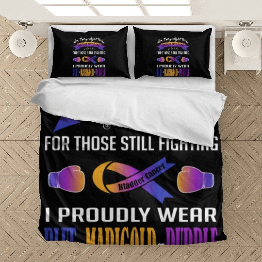 I Proudly Wear Blue Marigold Purple Bladder Cancer Bedding Sets