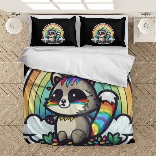 Weird Rainbow Raccoon Bedding Sets