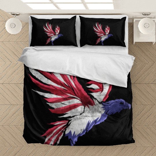 Eagle In Colors Of Us Flag Patriotic Distressed Bedding Sets