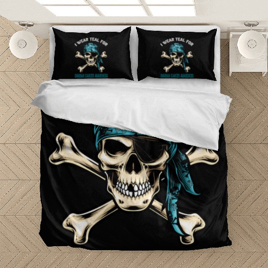 I Wear Teal For Ovarian Cancer Awreness Pirate Bedding Sets