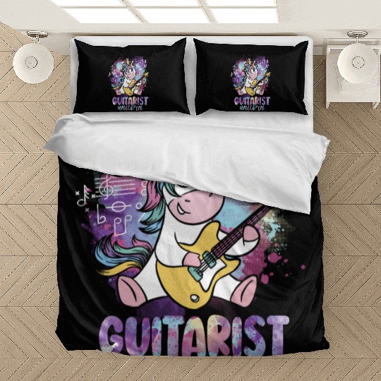 Guitarist Unicorn Music Lover Pony Musician Guitar Bedding Sets
