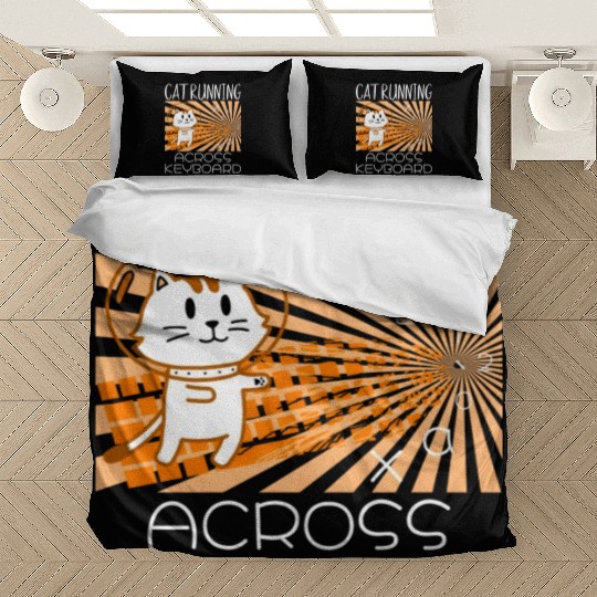 Cat Running Keyboard Across The Space Cat Riding Bedding Sets