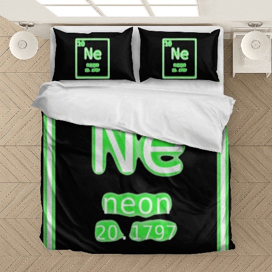Neon Element Green Periodic Table Chemistry Nerd Bedding Sets