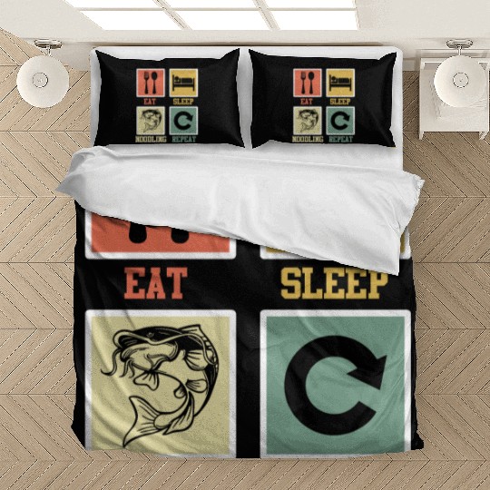 Catfish Fishing Eat Sleep Noodling Repeat Bedding Sets