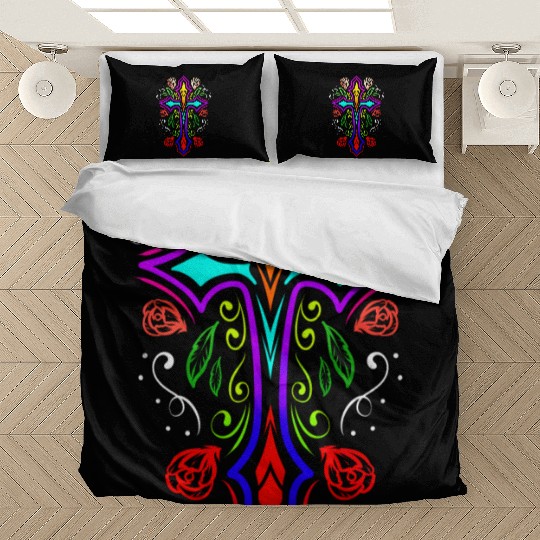 Day Of The Dead Cross Dia De Los Muertos Bedding Sets