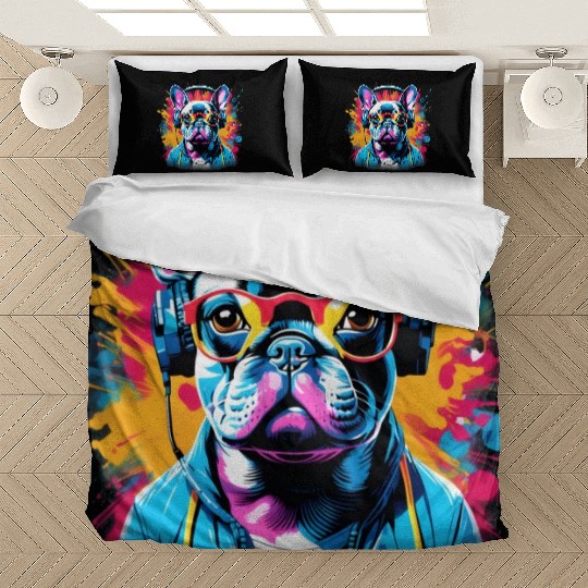 Vibrant Canine Graffiti: A Walk Over the Rainbow Bedding Sets