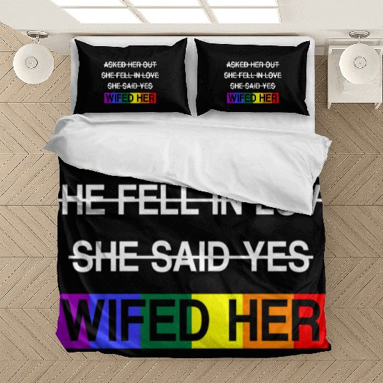 Her Lgbtq Romantic Lesbian Wedding Day Bedding Sets