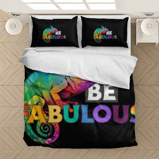 Be fabulous! with rainbow colored chameleon Bedding Sets