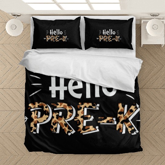 Hello Pre K Back To School Leopard Print Matching Bedding Sets