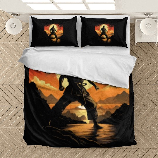Karate Taekwondo Fighter Martial Arts Sunset Bedding Sets