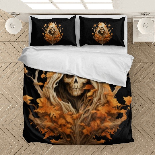Halloween Autumn with Skull Tree and Grim Reaper Bedding Sets