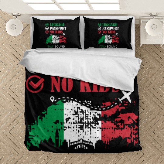Luggage Passport No Kids Italy Bound Vacation Bedding Sets