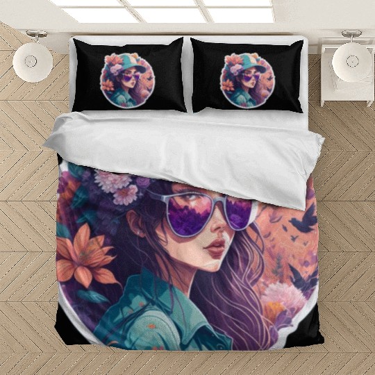 Chic Girl, Sunglasses & Flowers - Radiant Art Bedding Sets