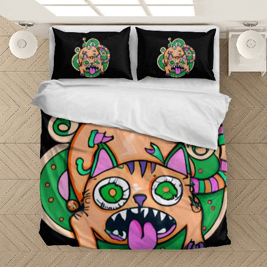 Psychedelic Trippy Cat Bedding Sets