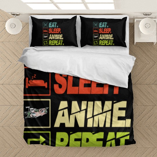 Eat Sleep Anime Repeat Ramen Kawaii Japanese Manga Bedding Sets