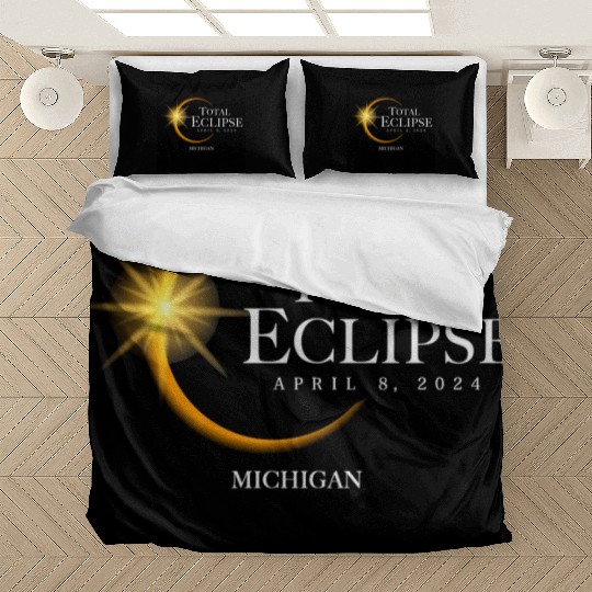 Michigan Eclipse 2024 Souvenir April 8 Memento Bedding Sets