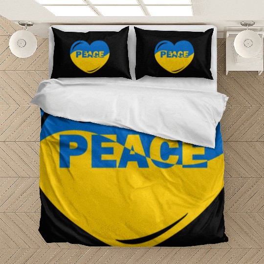 Heart peace ukraine flag colors Peace Bedding Sets