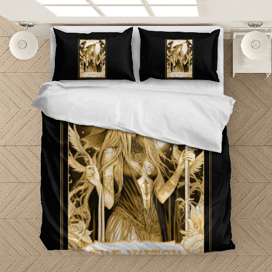 Dark Witch Tarot Card Magic Boho Mystic Celestial Bedding Sets