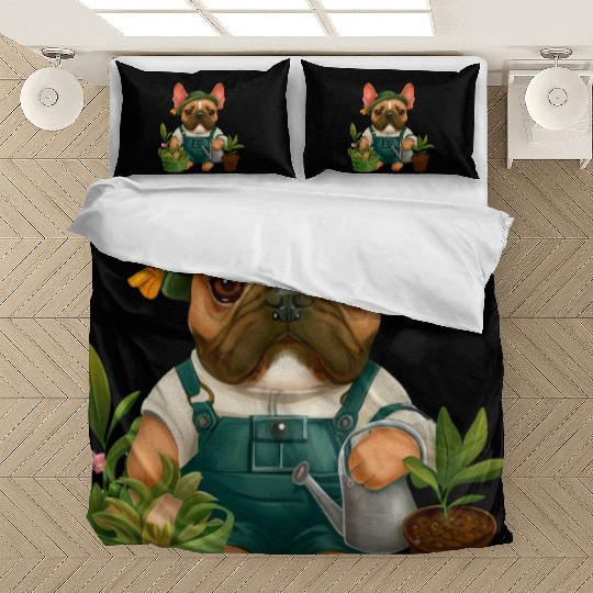Frenchie The Gardener Drawing Bedding Sets