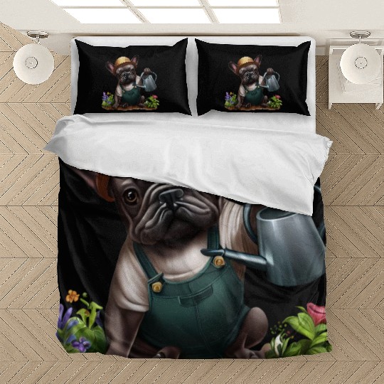 Frenchie Playing in the Garden Bedding Sets