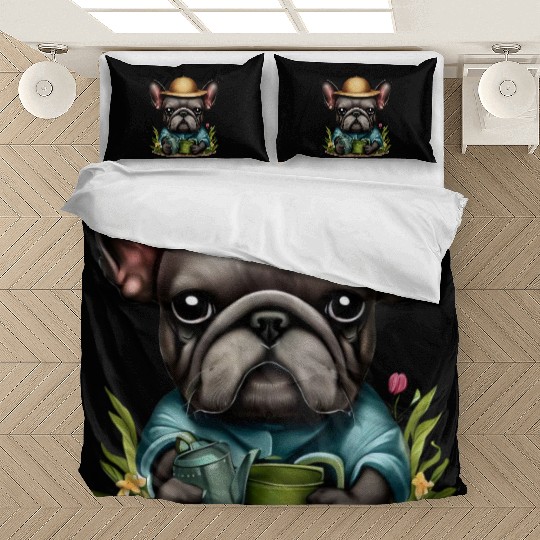 Frenchie Watering Plants Bedding Sets