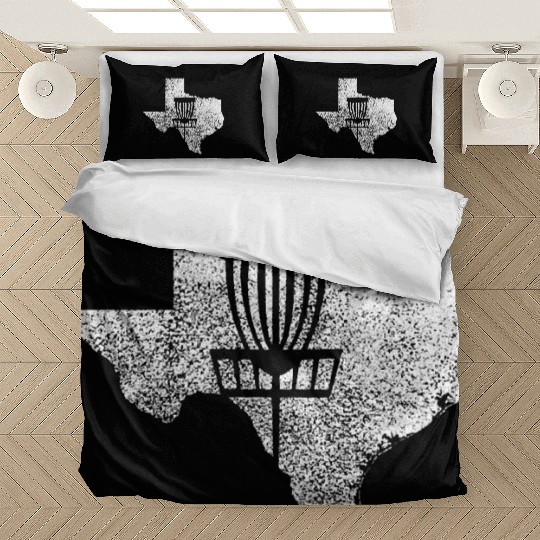 Texas Disc Golf State with Basket Distressed Graph Bedding Sets