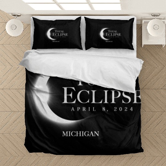 Michigan 2024 Eclipse Souvenir April 8 Memento Bedding Sets