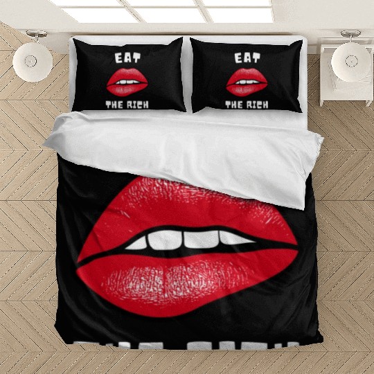 Eat The Rich Red Lips Socialist Bedding Sets