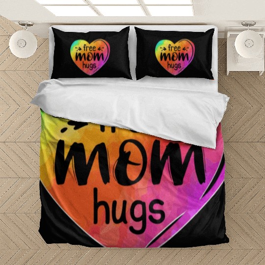 LGBTQIA LGBT Free Mom Hugs Rainbow Heart Gay Pride Bedding Sets