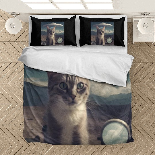 Cat Ufo Alien Area 51 space shuttle Bedding Sets