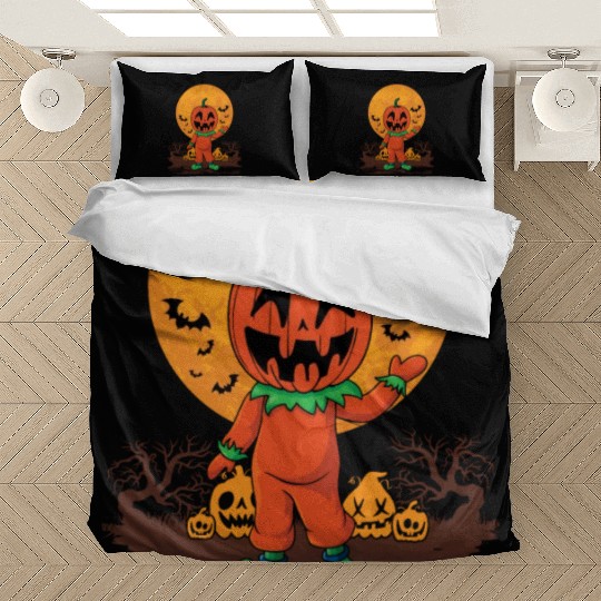 Pumpkin Person Creepy Halloween Pumpkin Bedding Sets