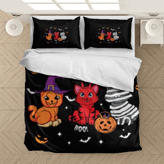 Cute Cats Kitten Funny Lazy Creepy Halloween Bedding Sets