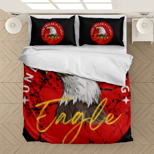 Black Red Illustrated Eagle Bedding Sets
