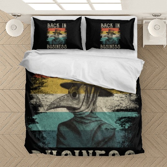 Plague Doctor Mask Vintage Retro Quarantine Humor Bedding Sets