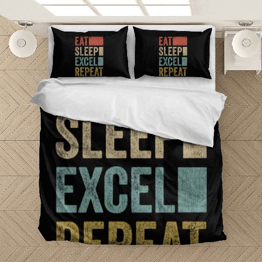 Vintage Retro Eat Sleep Excel Repeat Funny Excel Bedding Sets