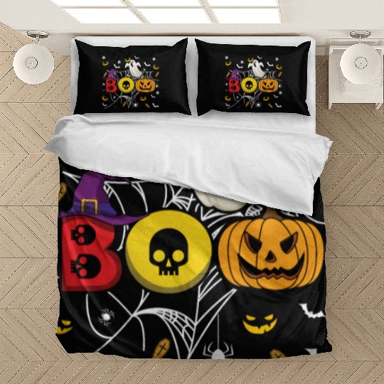 Boo Pumpkin Bat Ghost Funny Lazy Creepy Halloween Bedding Sets